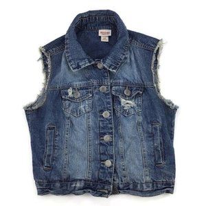 Mossimo Denim Jean Vest Button Down Sleeveless Women’s Size Small Blue Pockets